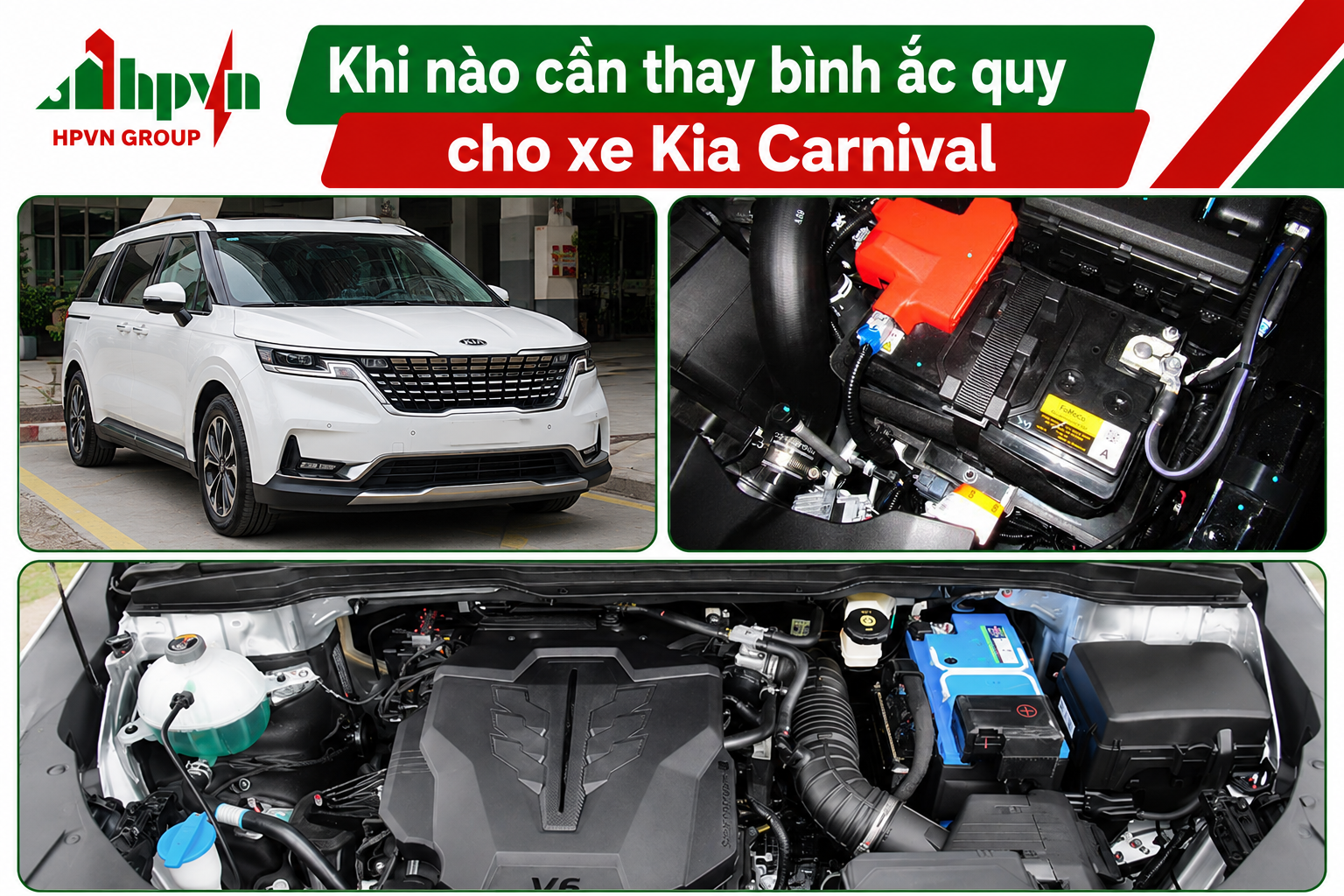 Khi napof cần thay bình ắc quy cho xe Kia Carnival 