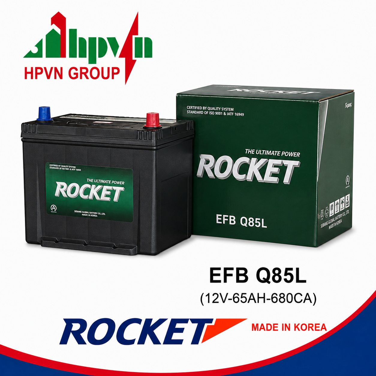 BÌNH ẮC QUY ROCKET EFB Q85L (12V-65AH)