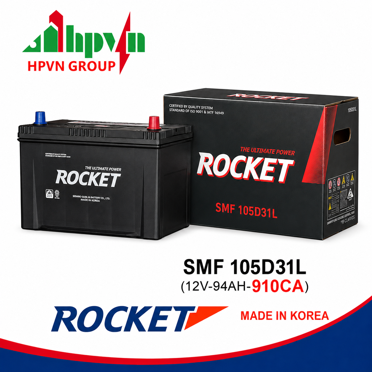 BÌNH ẮC QUY ROCKET SMF 105D31L (12V-94AH)