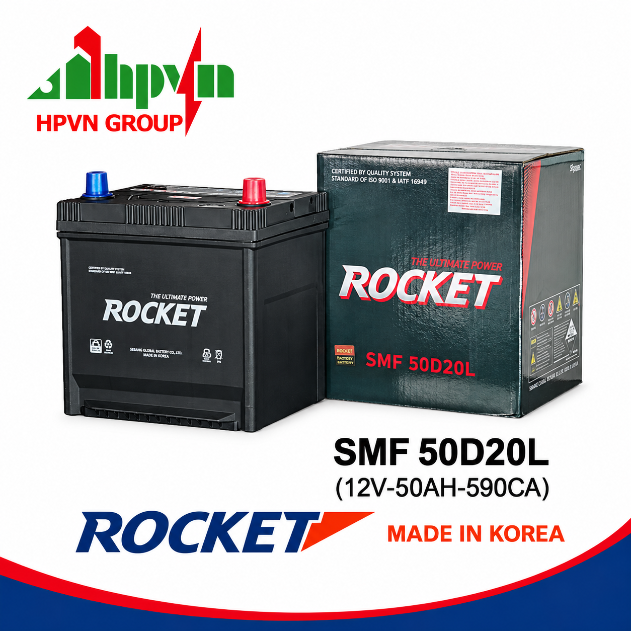 BÌNH ẮC QUY ROCKET SMF 50D20L (12V-50AH)