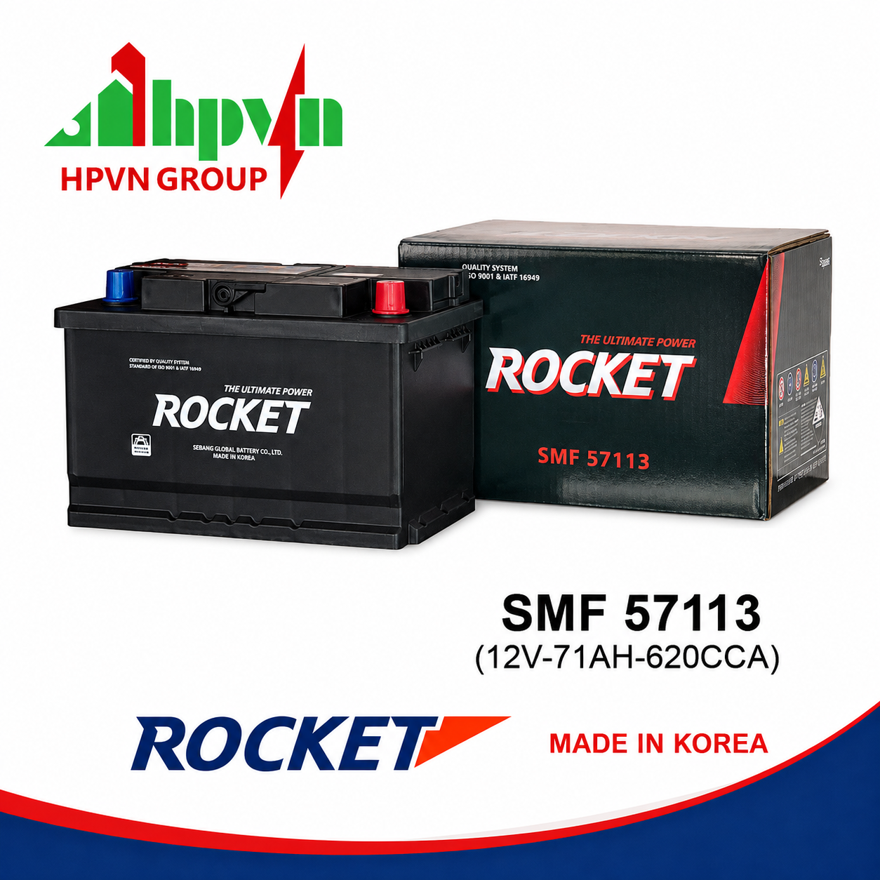 BÌNH ẮC QUY ROCKET SMF 57113 (12V-71AH)
