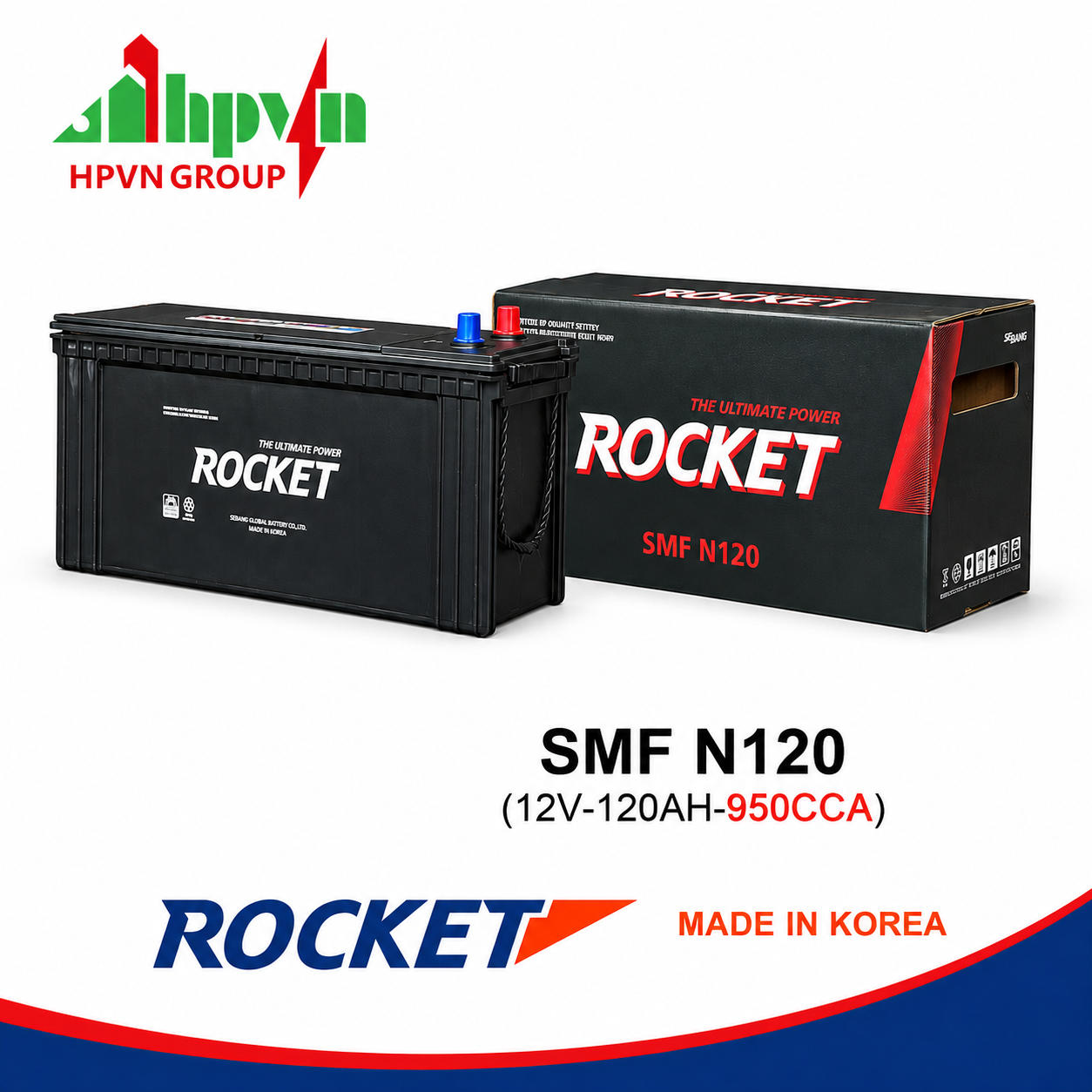 BÌNH ẮC QUY ROCKET SMF N120 (12V-120AH)