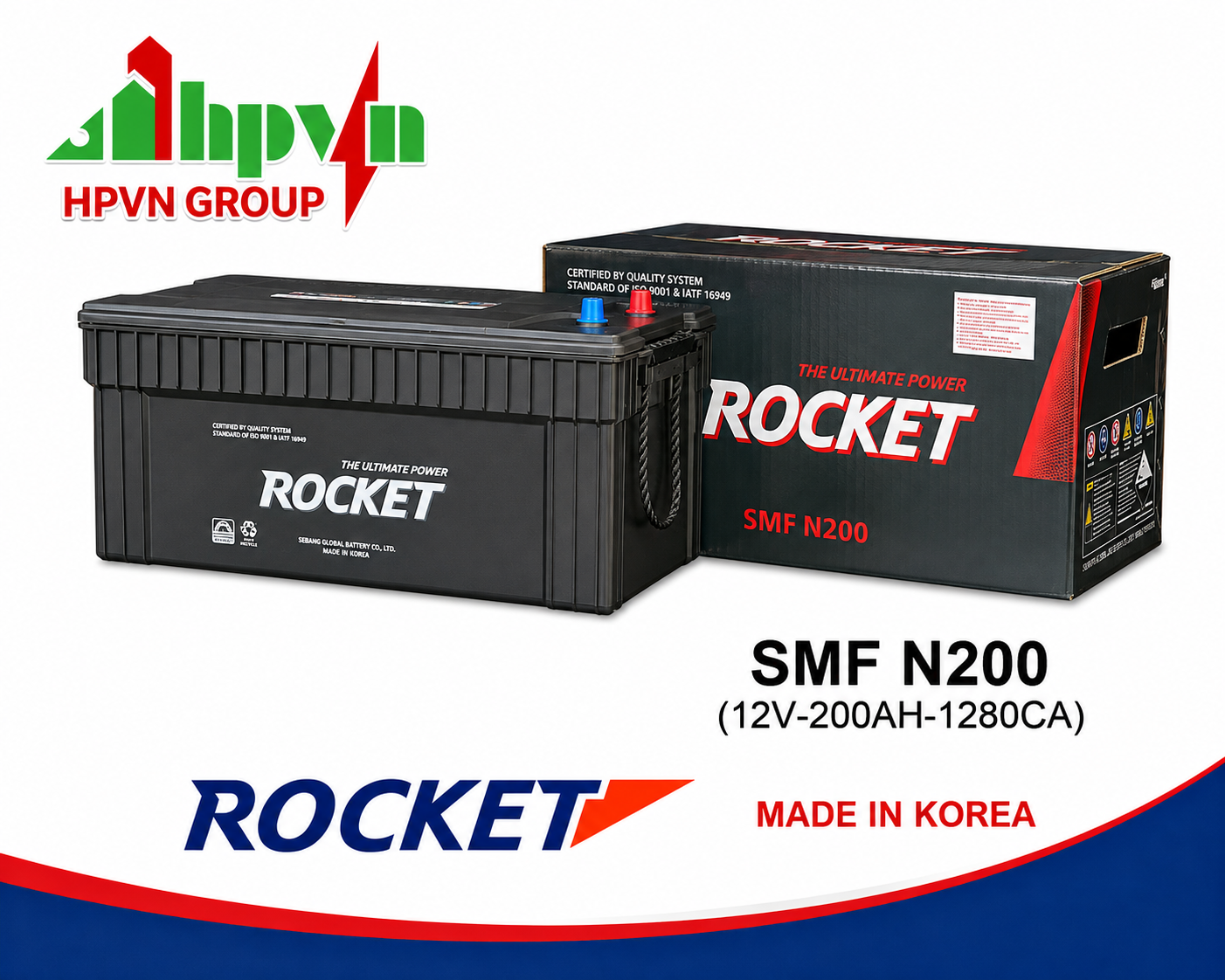 BÌNH ẮC QUY ROCKET SMF N200 (12V-200AH)