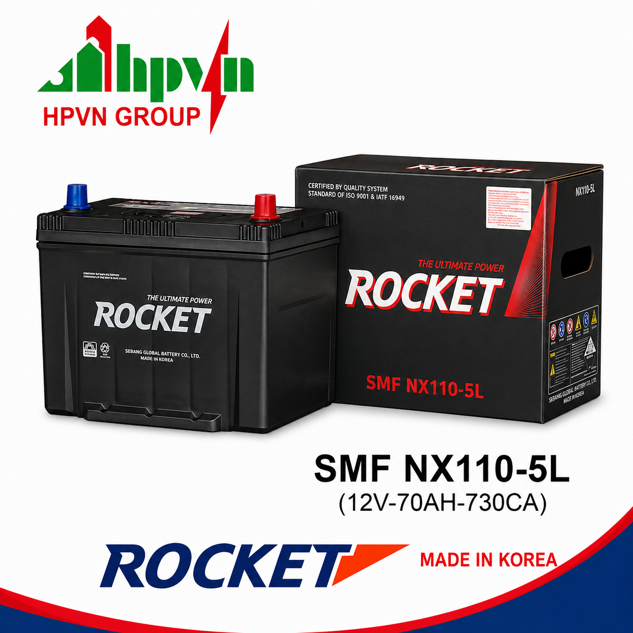 BÌNH ẮC QUY ROCKET SMF NX110-5L (12V-70AH)