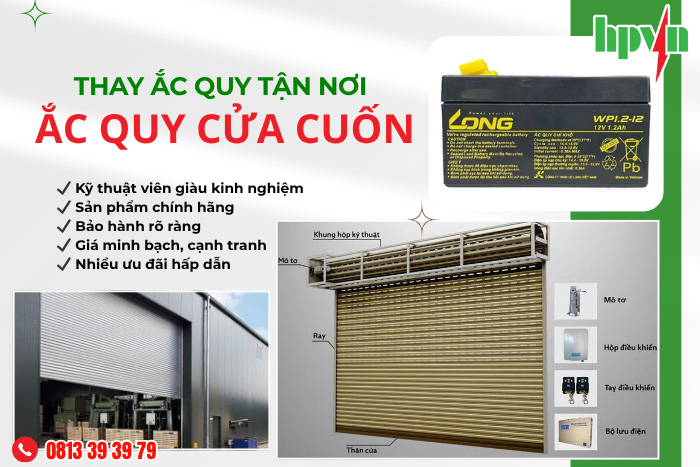 Dịch vụ thay ắc quy tận nơi - ắc quy cửa cuốn 