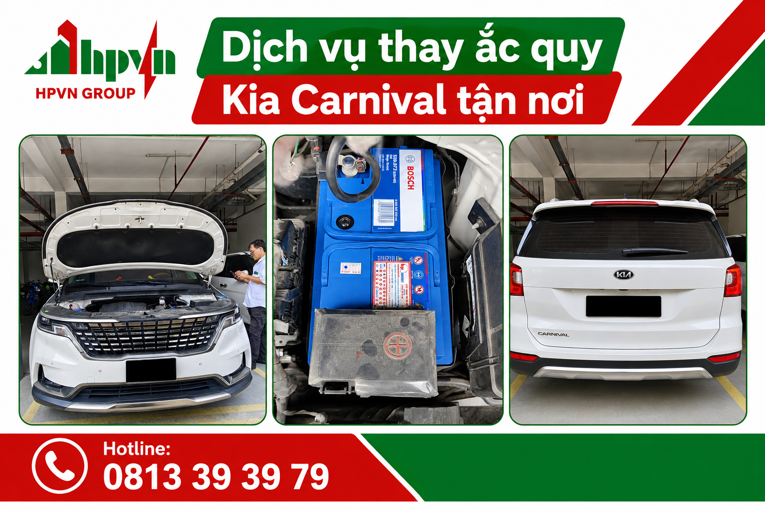 Thay ắc quy xe Kia Carnival tận nơi 