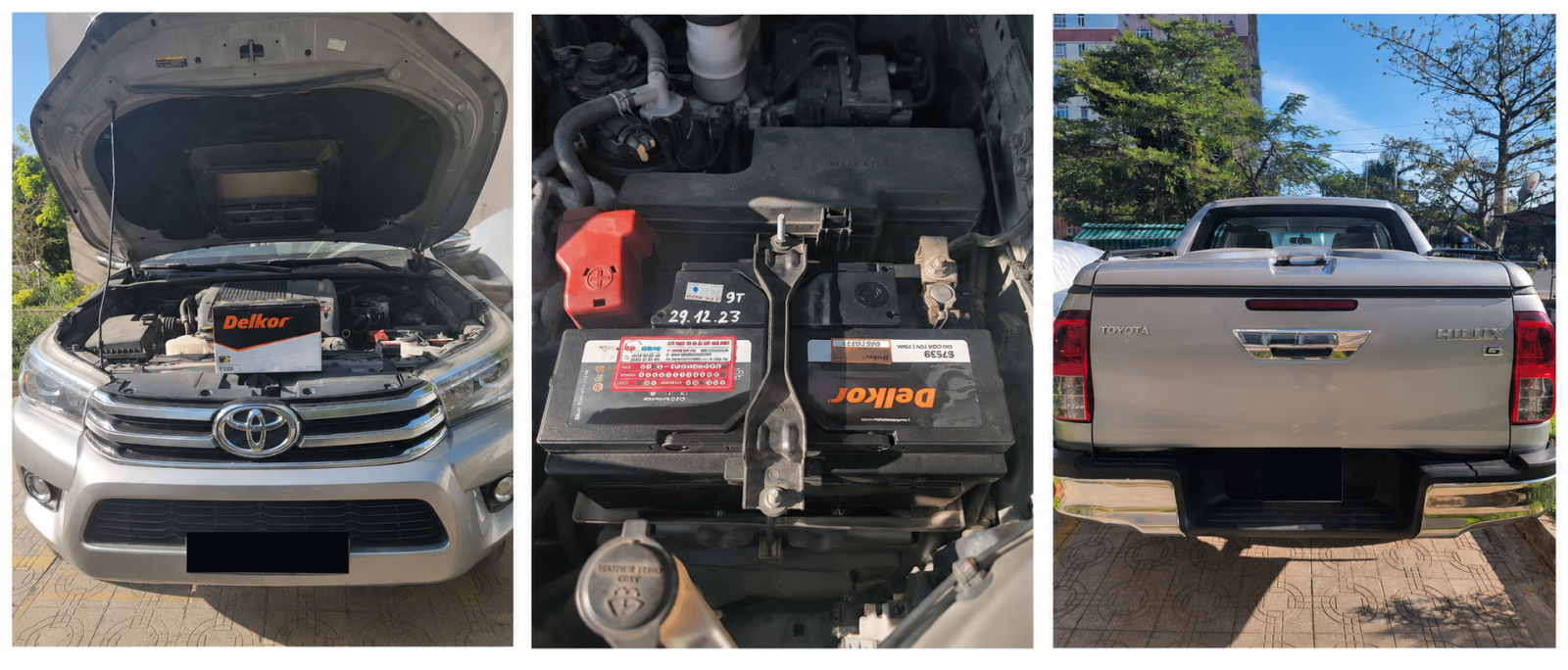 Thay bình ắc quy tận nơi cho xe Toyata Hilux