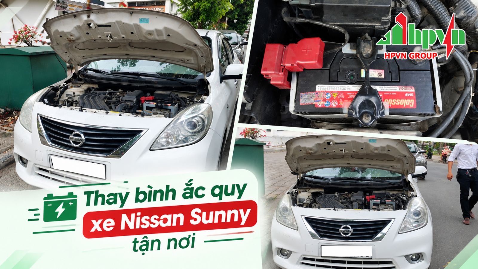 Thay bình ắc quy xe Nissan Sunny tận nơi 