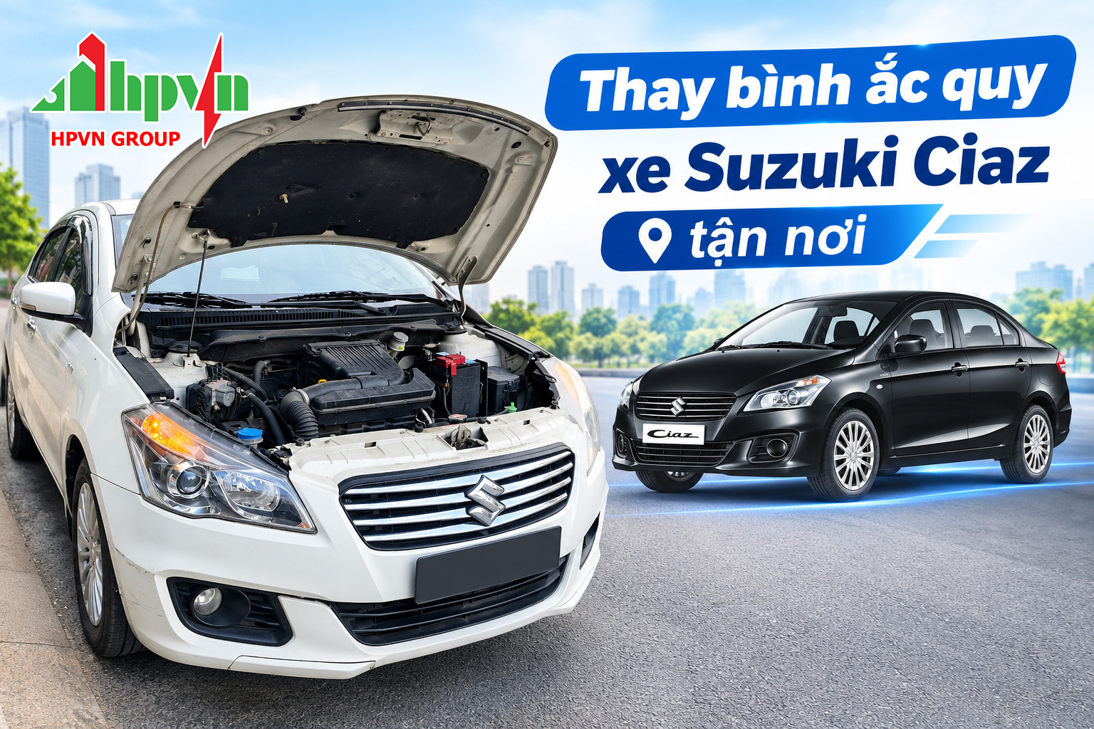 Thay bình ắc quy xe Suzuki Ciaz