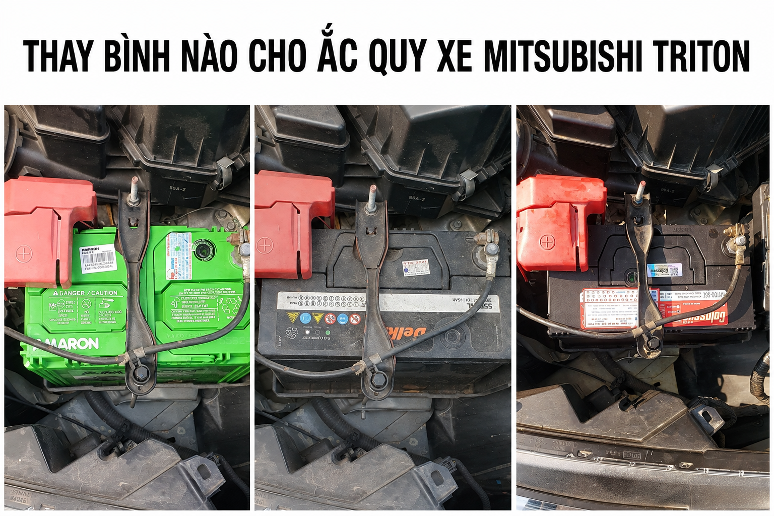 Thay bình ắc quy xe Mitsubishi Triton 