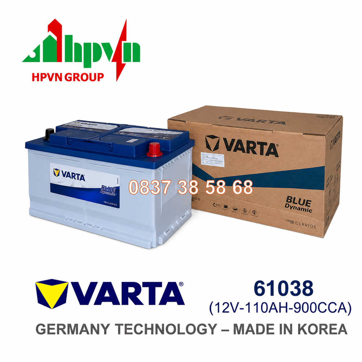 BÌNH ẮC QUY VARTA 61038 (12V-110AH)
