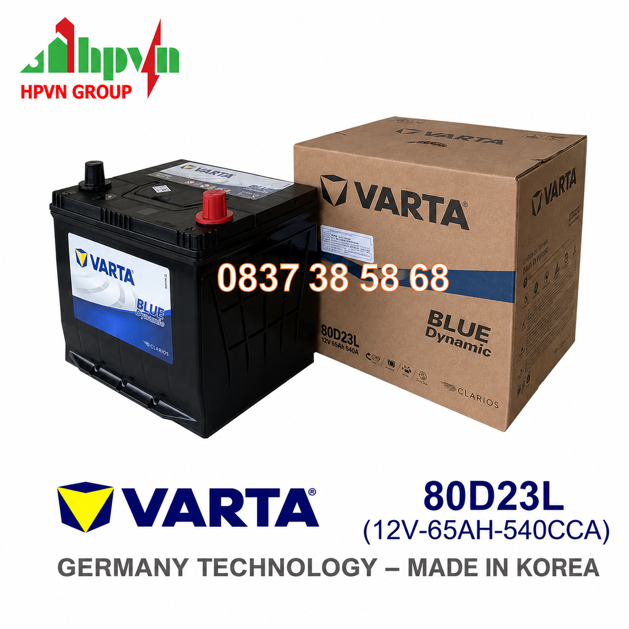 ẮC QUY VARTA 80D23L (12V-65AH)