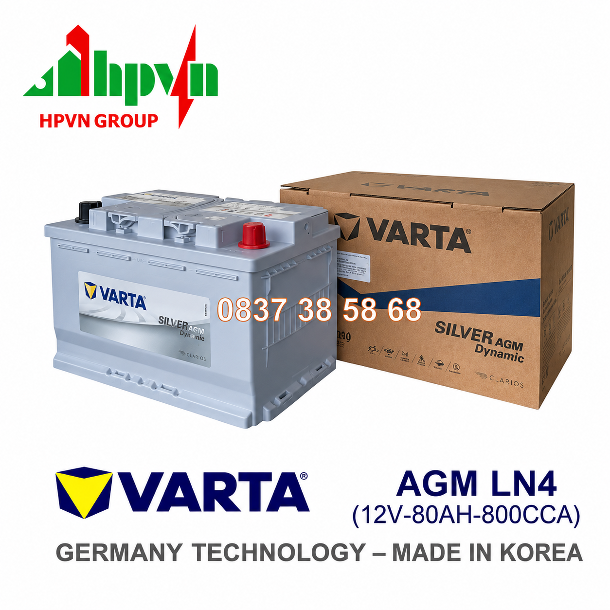 BÌNH ẮC QUY VARTA AGM LN4 (12V-80AH)