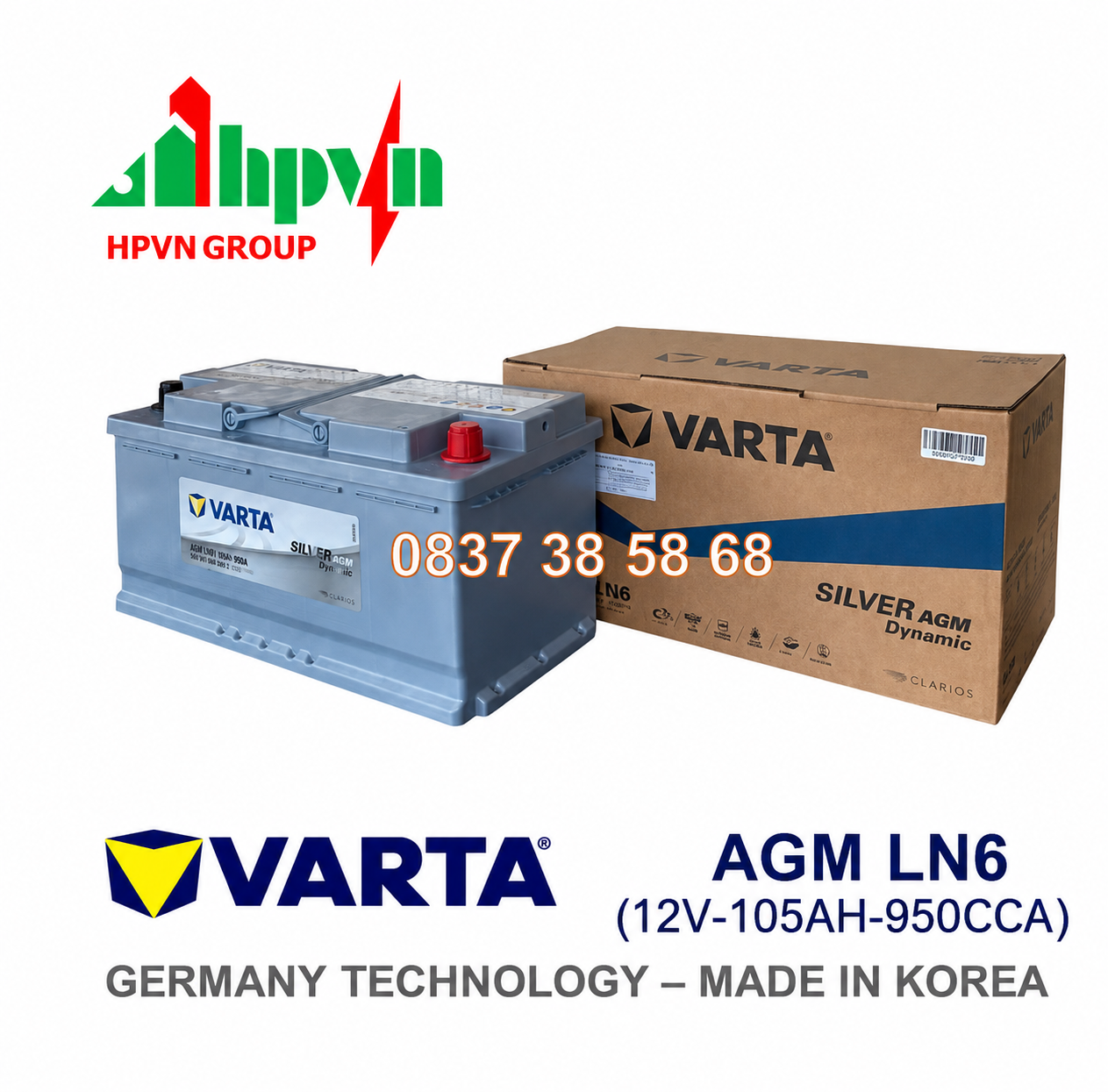 BÌNH ẮC QUY VARTA AGM LN6 (12V-105AH)