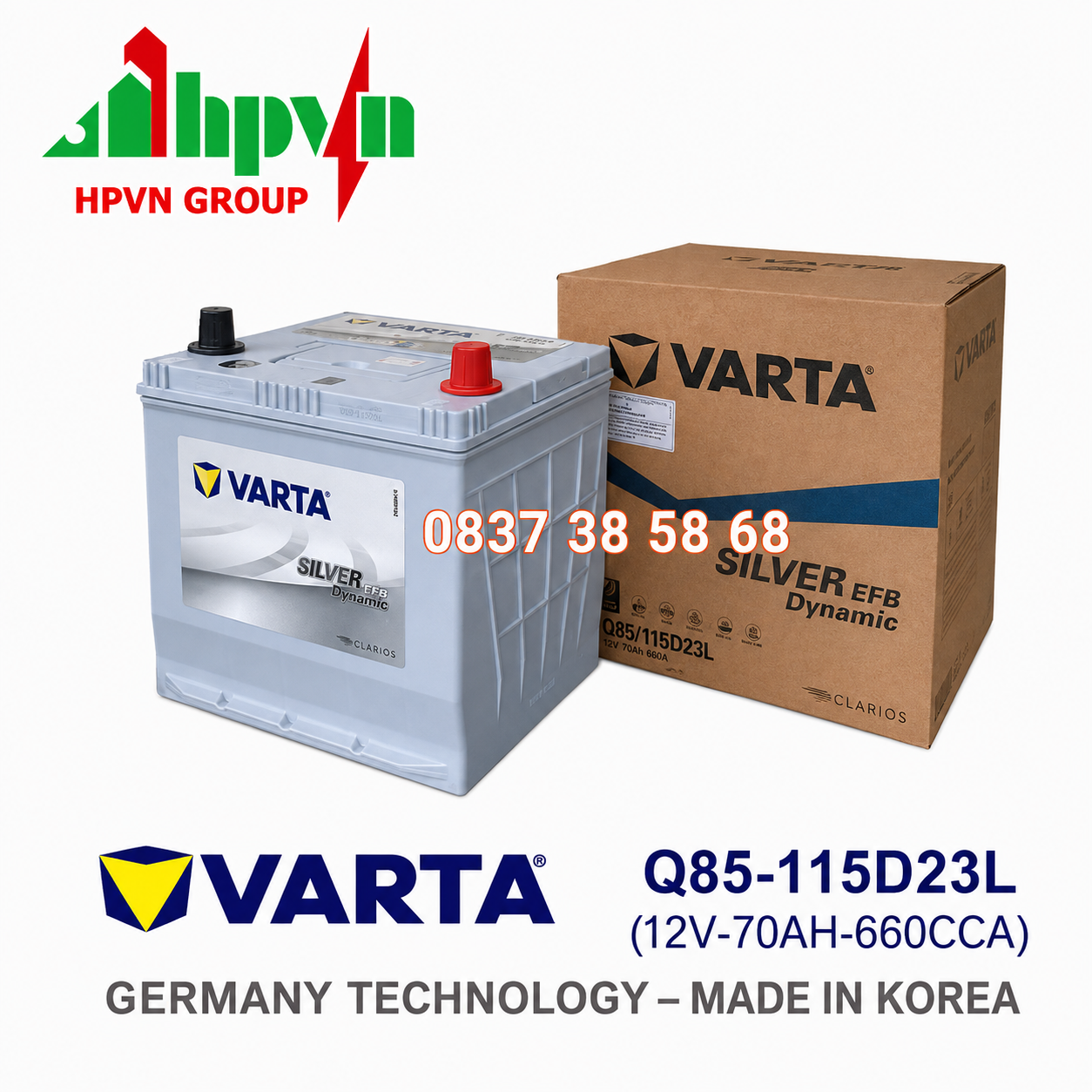 Ắc Quy Varta Q85/115D23L i-Stop (12V - 70Ah)