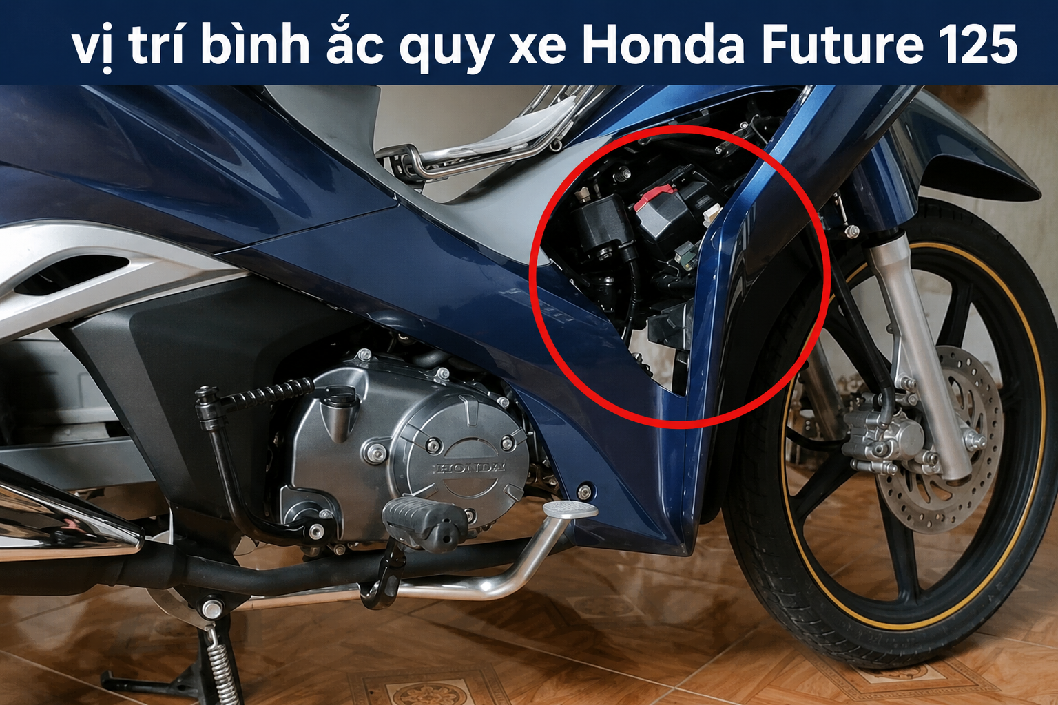 Vị trí bình ắc quy xe Honda Future 125