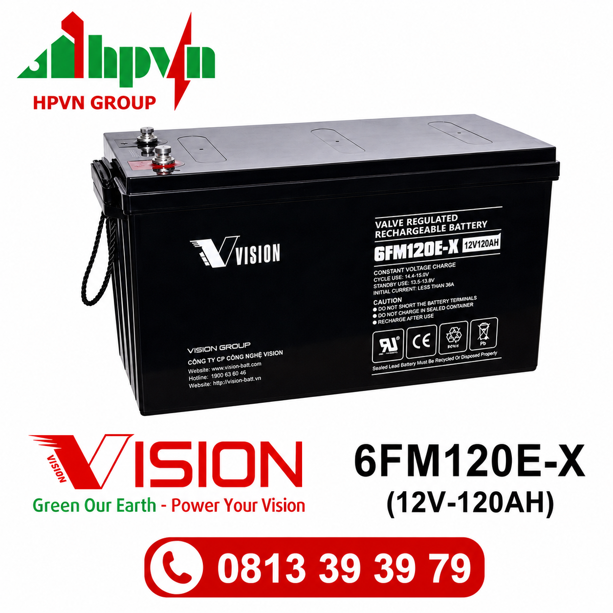 Ắc Quy Vision 6FM120E-X (12V-120Ah)