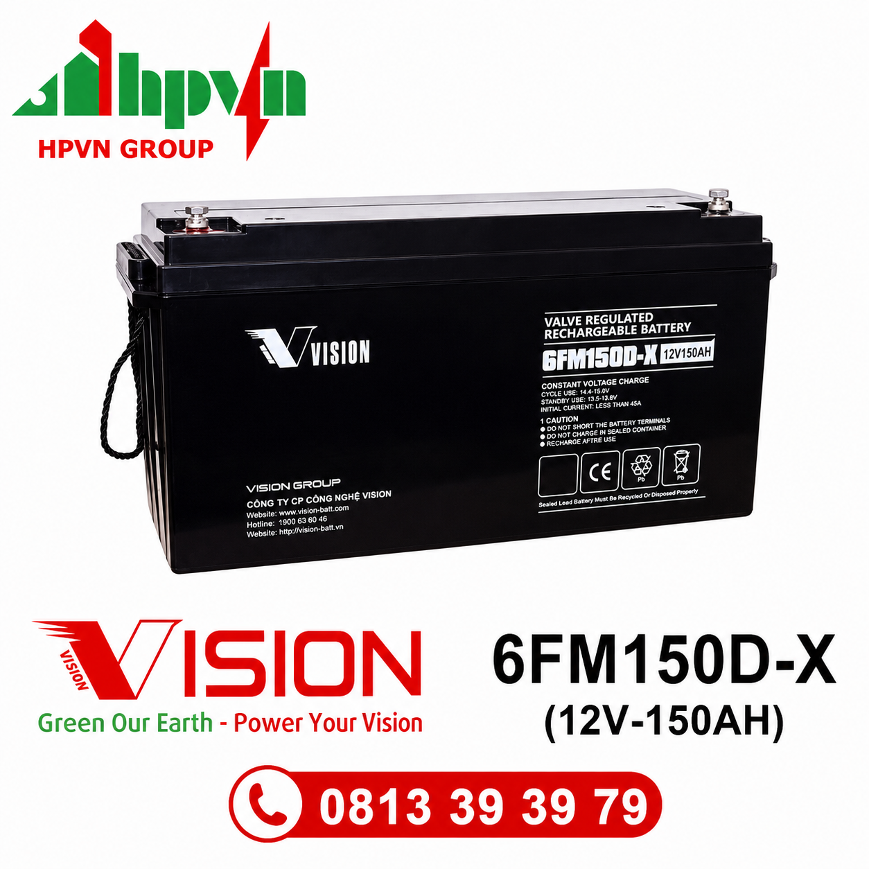Ắc Quy Vision 6FM150D-X (12V-150Ah) 
