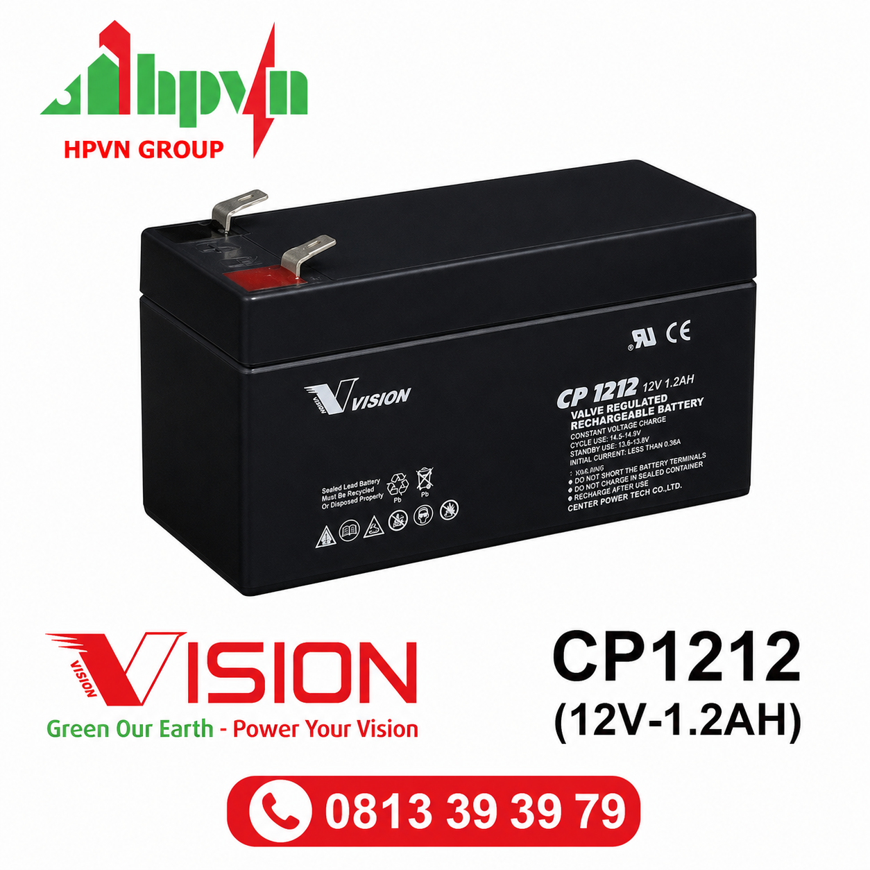 Ắc Quy Vision CP1212 (12V-1.2Ah)