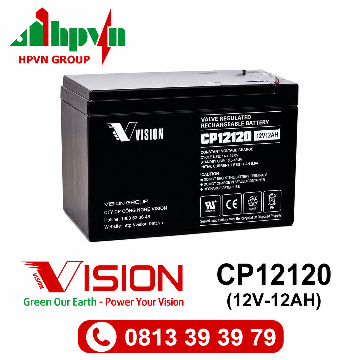 Ắc Quy Vision CP12120 (12V-12Ah)