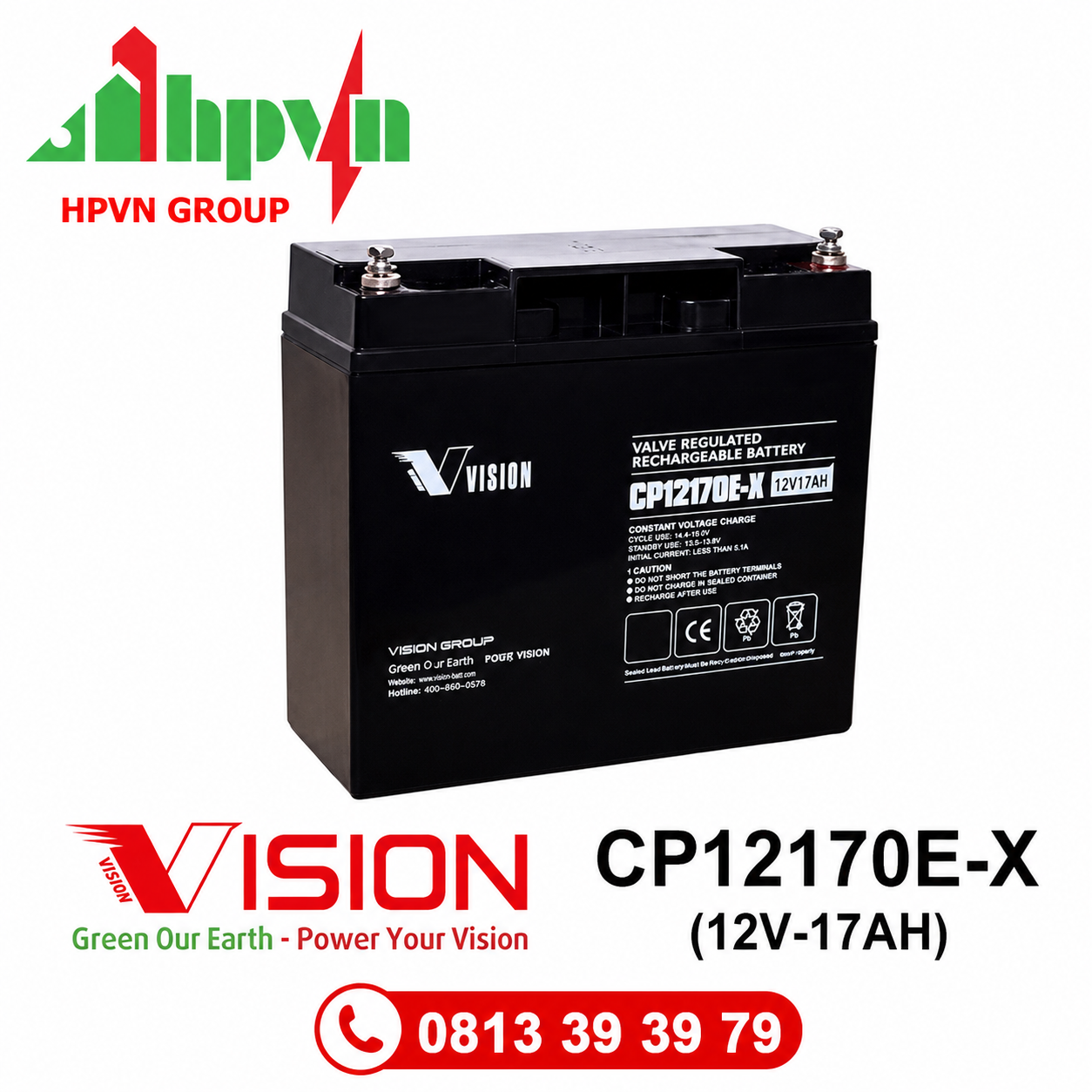 Ắc Quy Vision CP12170E-X (12V-17Ah)