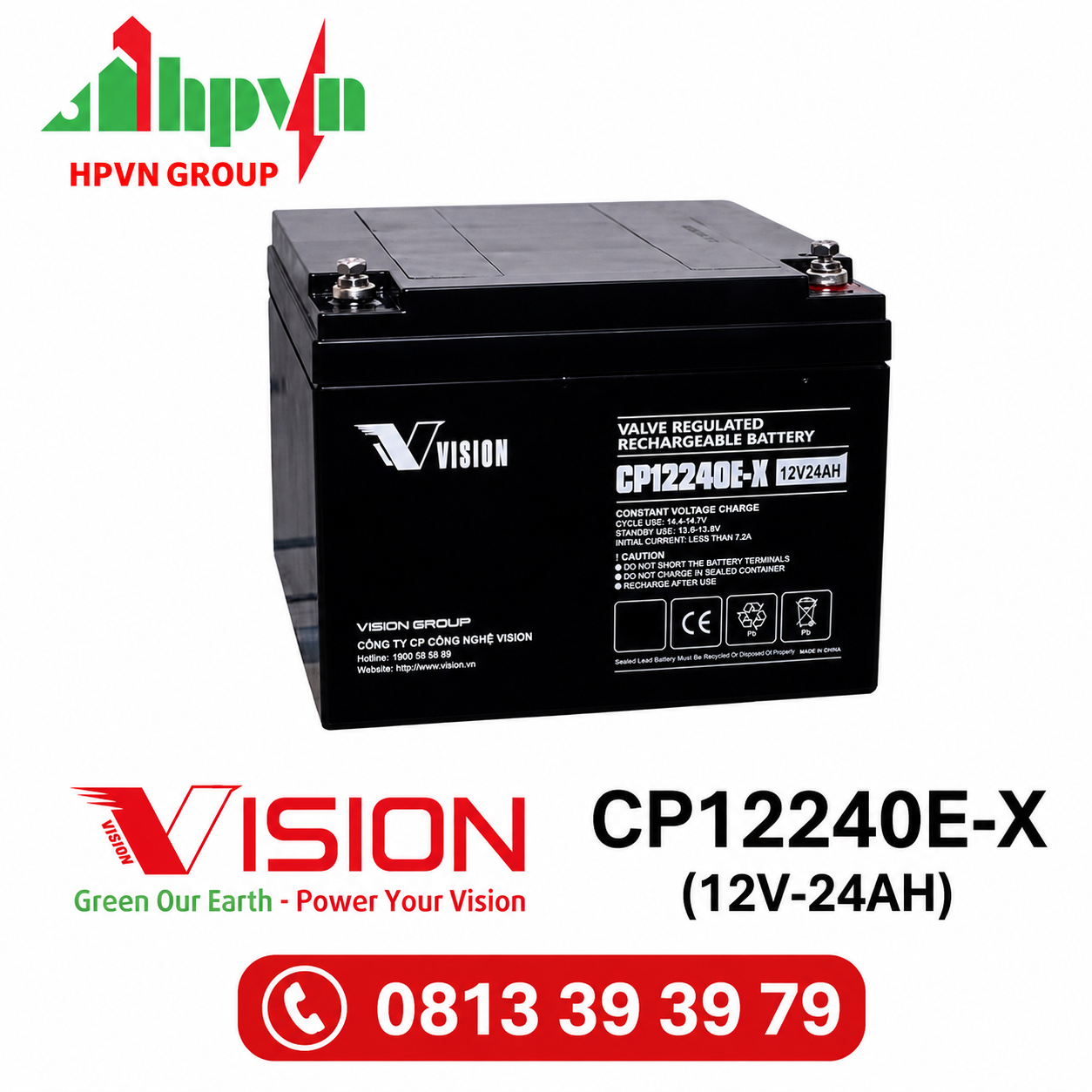 Ắc Quy Vision CP12240E-X (12V-24Ah)