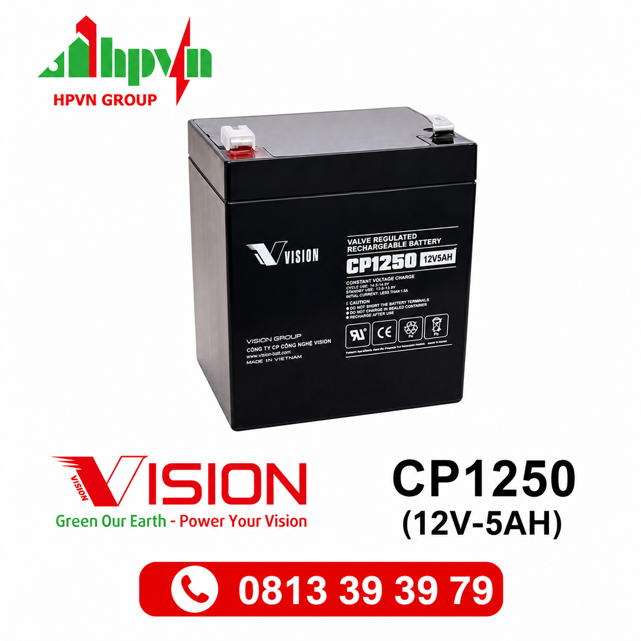 Ắc Quy Vision CP1250 (12V-5Ah)