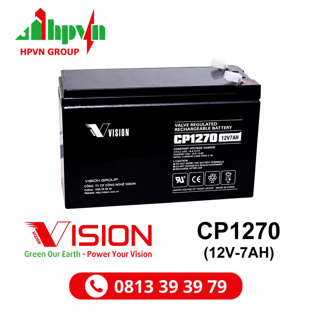 Ắc Quy Vision CP1270 (12V-7Ah )
