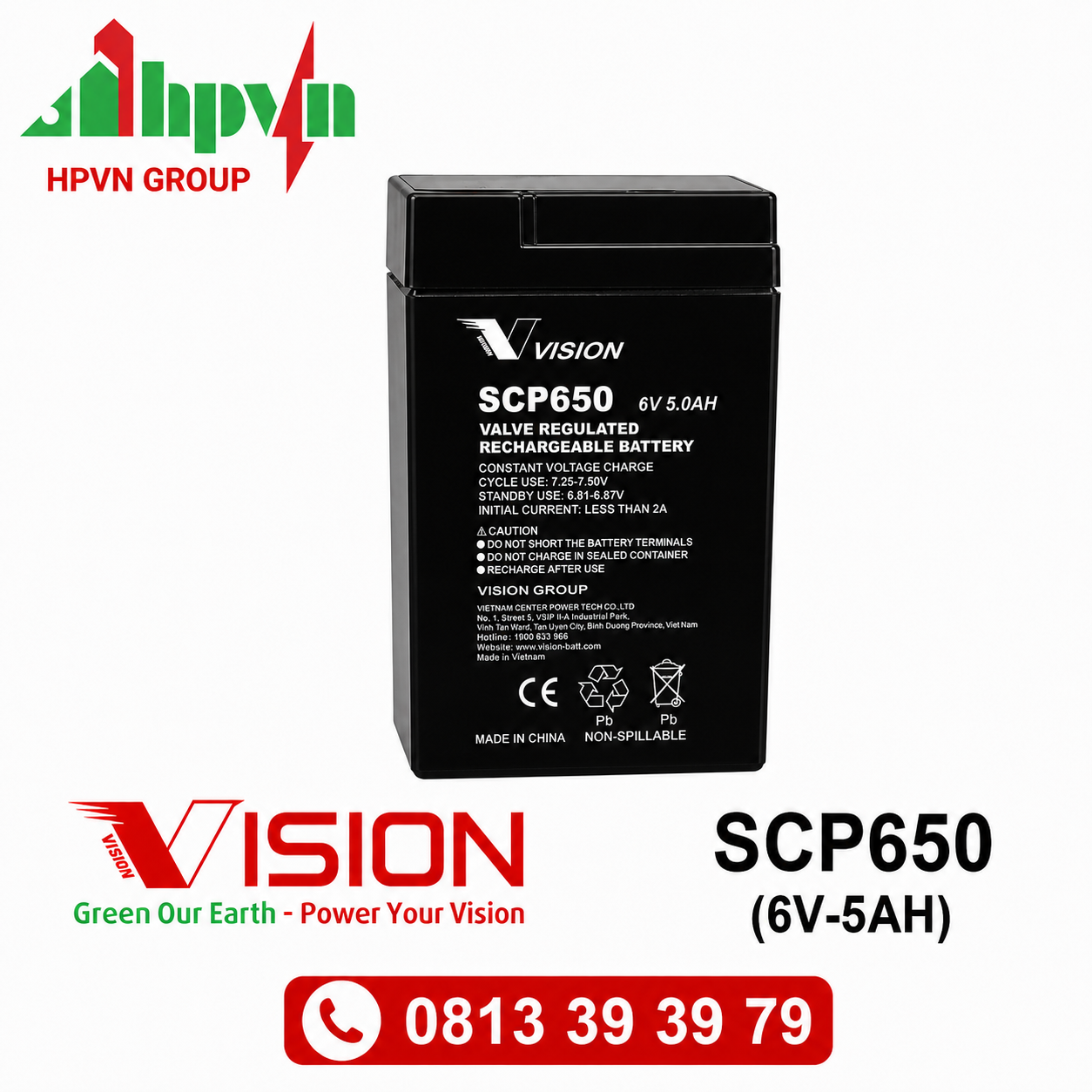Ắc Quy Vision SCP650 (6V-5Ah)